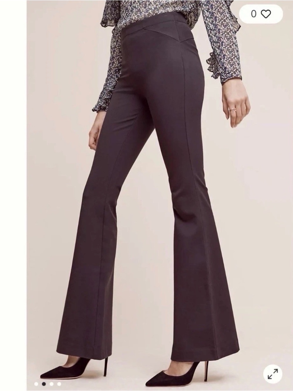 NWT Anthropologie The Essential Flare Gray Trouser Pants 2P Petite Women's